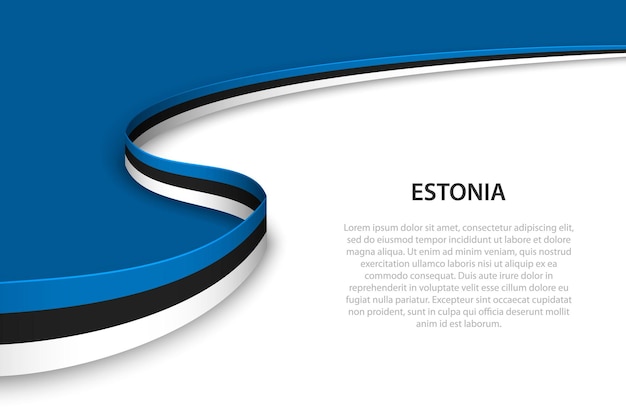 Wave flag of Estonia with copyspace background