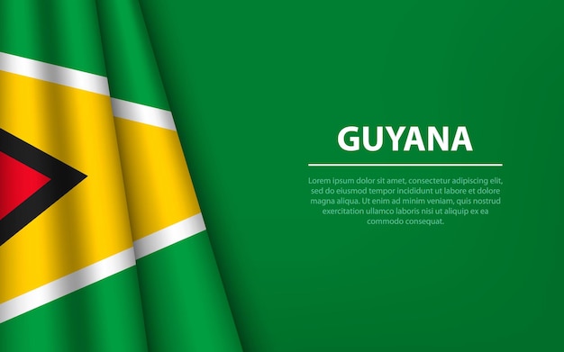 Wave flag of Guyana with copyspace background