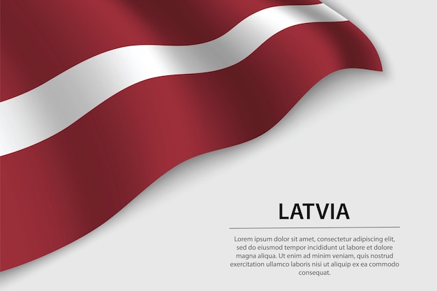 Wave flag of Latvia on white background Banner or ribbon vector template for independence day