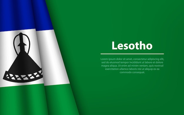 Wave flag of Lesotho with copyspace background