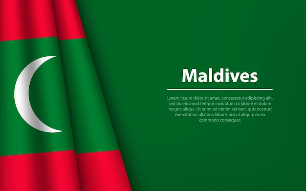 Wave flag of Maldives with copyspace background