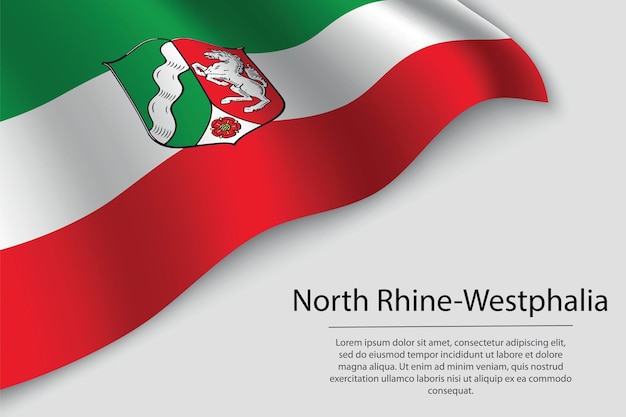 Wave flag of North RhineWestphalia is a state of Germany Banner or ribbon vector template