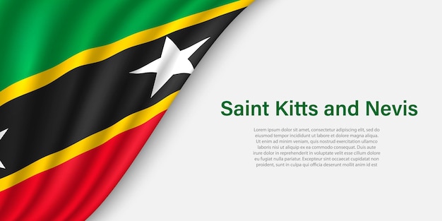 Wave flag of Saint Kitts and Nevis on white background