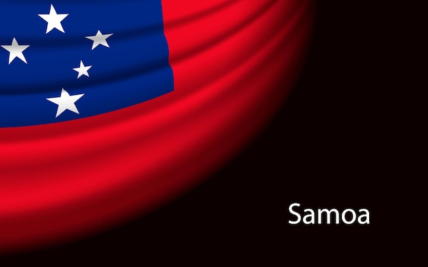 Wave flag of Samoa on dark background