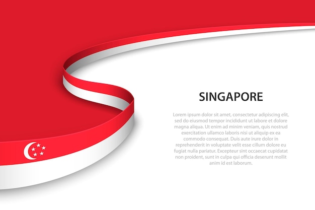 Wave flag of Singapore with copyspace background