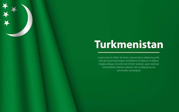 Wave flag of Turkmenistan with copyspace background