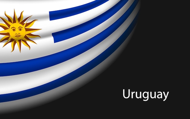 Wave flag of Uruguay on dark background