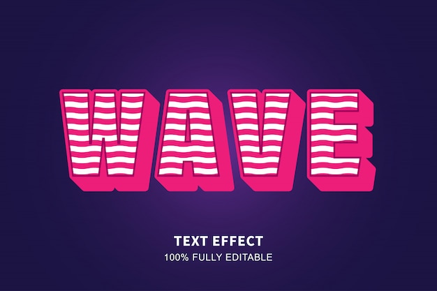 Vector wave lines style red text effect, editable text