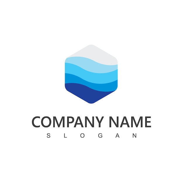 Wave Logo Template Hexagon Business Company Icon