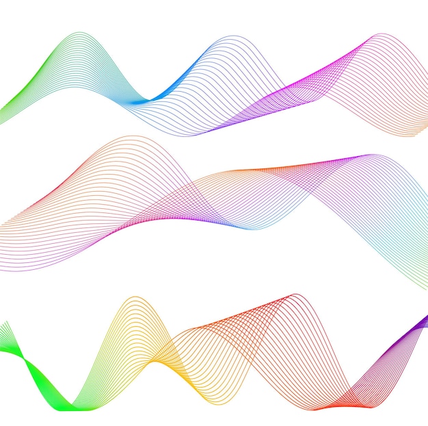 Wave of the many colored lines Abstract wavy stripes on a white background isolated Creative line art Vector illustration EPS 10 Design elements created using the Blend Tool Curved smooth tape