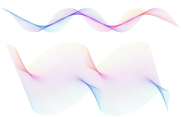 Wave of the many colored lines Abstract wavy stripes on a white background isolated Creative line art Vector illustration EPS 10 Design elements created using the Blend Tool Curved smooth tape