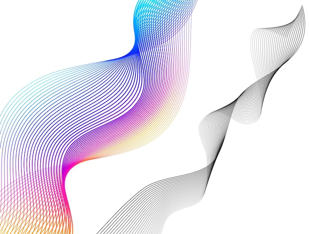 Wave of the many colored lines Abstract wavy stripes on a white background isolated Creative line art