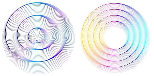 Wave many lines circle frame Design elements blur03