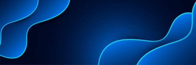 Wave networking neon style blue wide banner design background Abstract 3d banner design with dark blue technology geometric background Vector illustration