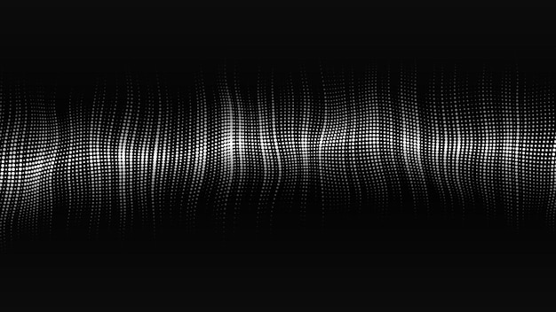 A wave of particles Abstract dark background with dynamic wave The concept of technological background Big data Vector illustration