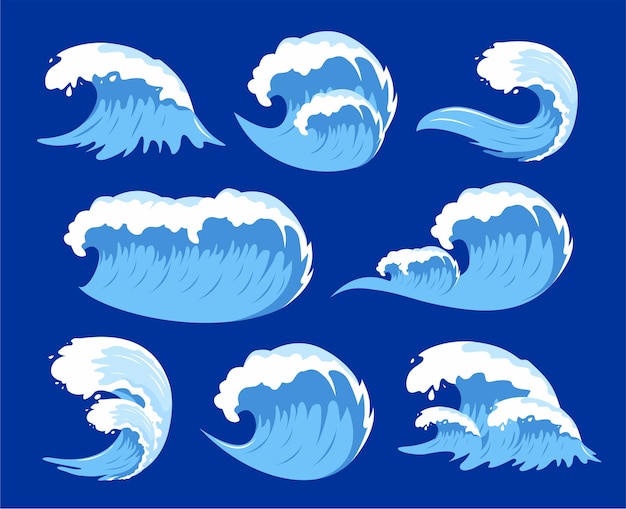 Wave sea illustration collections set