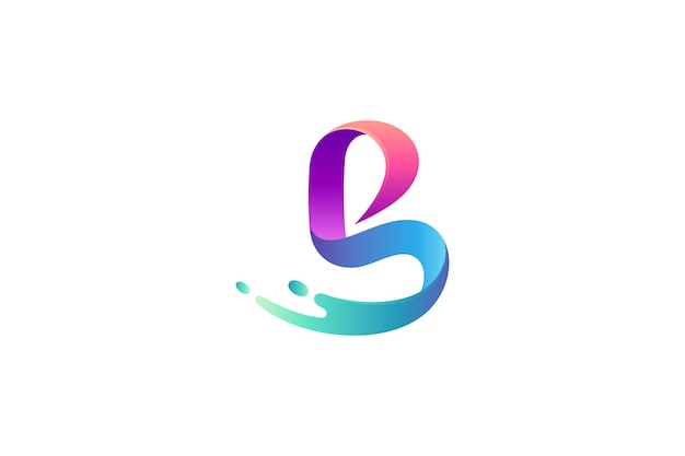 Wave splash letter B creative logo concept