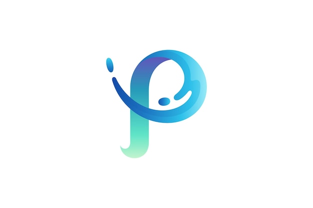 Wave splash letter P creative logo concept