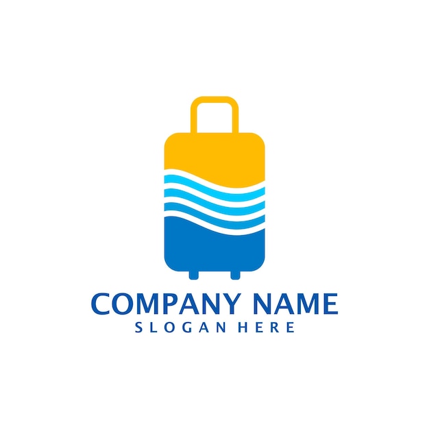 Wave Suitcase logo design vector Suitcase logo design template concept