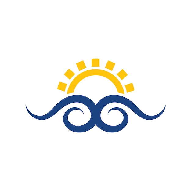 Wave and sun icon vector illustration concept design template