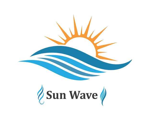 Wave sun logo icon vector illustration design template