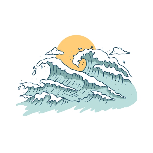 wave and sunset