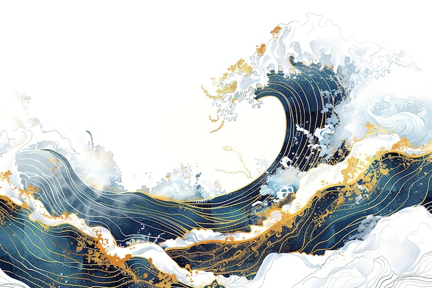 wave vector illustration Japanese motif japan background hand drawn illustration of japan