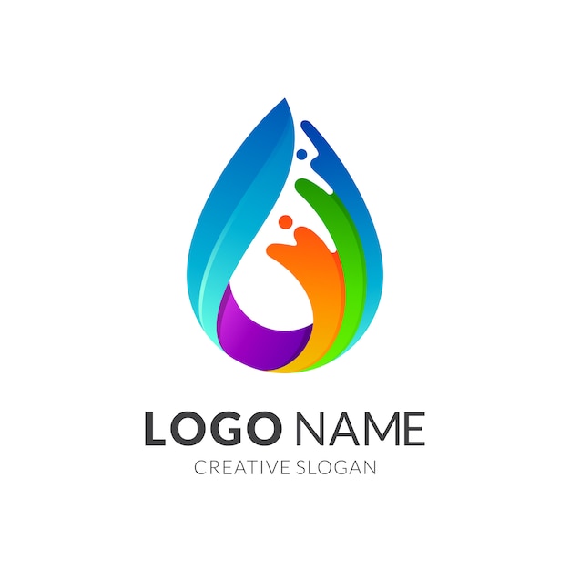 Wave Water Drop Colorful Logo