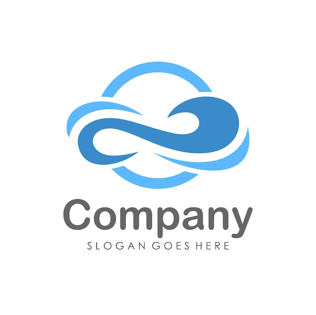 Wave water logo design template