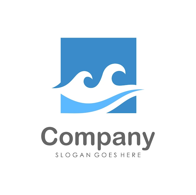 Wave water logo design template