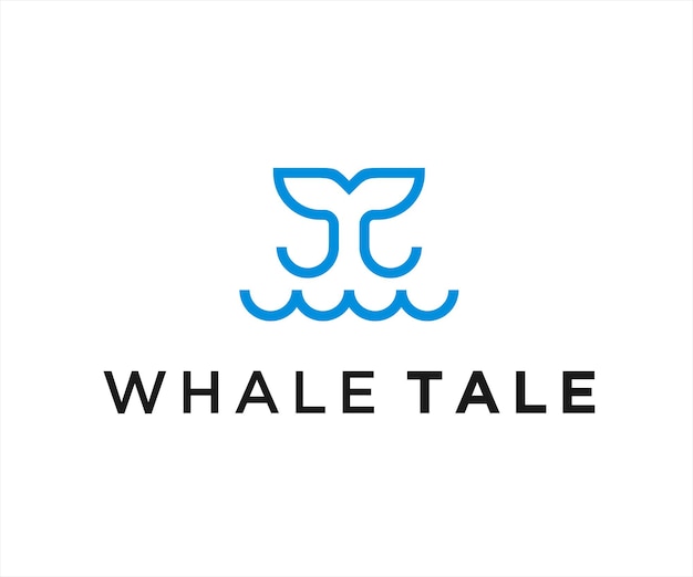 wave whale logo design vector illustration