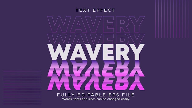 Vector wavery text effect font type