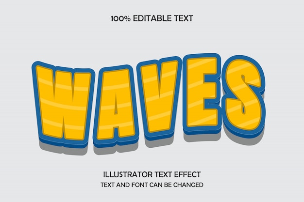 Waves,3d editable text effect waves style