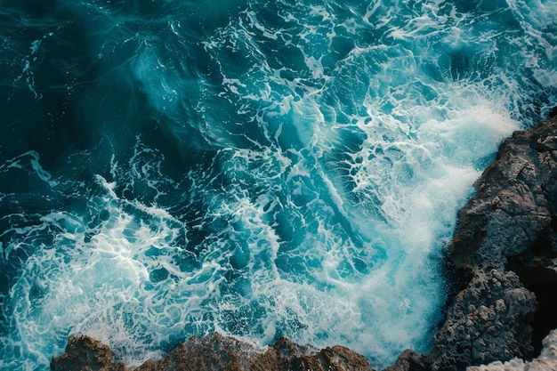 Vector the waves eroded the coral reefs on the shore aerial drone image top looking down of surf waves roll