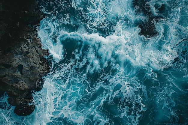 Vector the waves eroded the coral reefs on the shore aerial drone image top looking down of surf waves roll