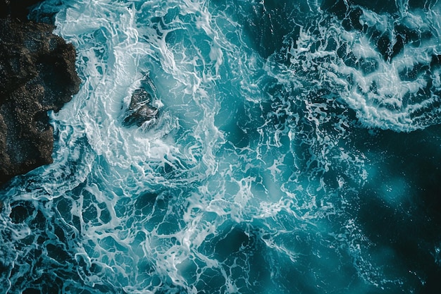 Vector the waves eroded the coral reefs on the shore aerial drone image top looking down of surf waves roll