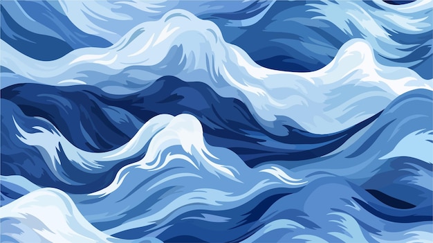 Vector waves in the sea with a blue background