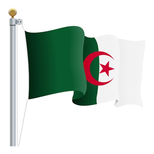 Waving Algeria Flag Isolated On A White Background Vector Illustration