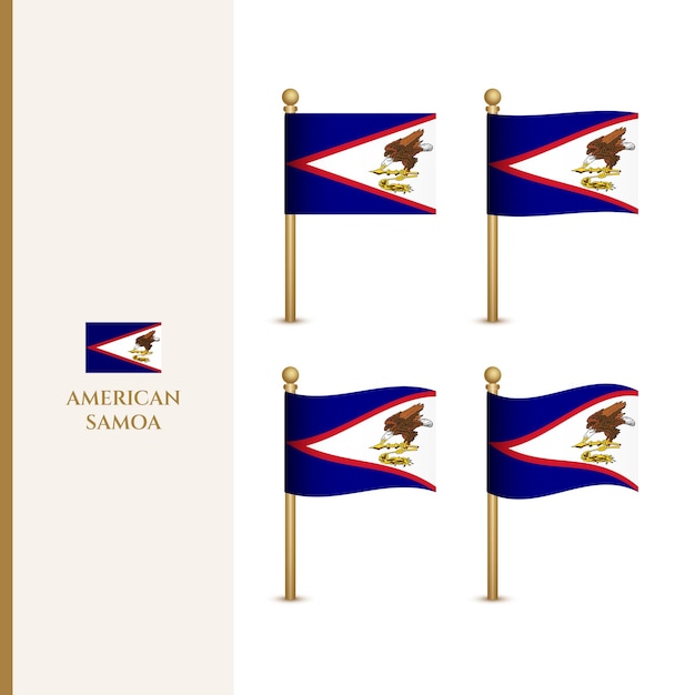 Waving American Samoa flags 3d vector illustration flag of American Samoa