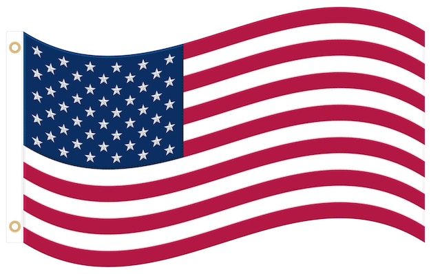 Waving American USA Flag With real proportions and Colors Embroidered Stars Sewn Stripes