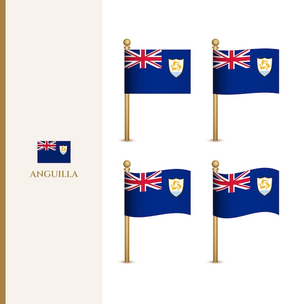 Waving Anguilla flags 3d vector illustration flag of Anguilla