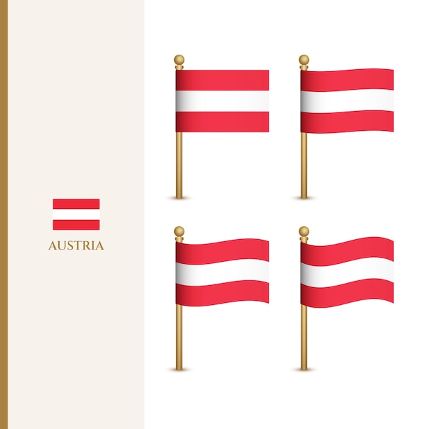 Waving Austria flags 3d vector illustration flag of Austria