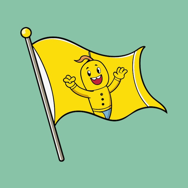 waving big yellow beautiful flag without vector illustration cartoon