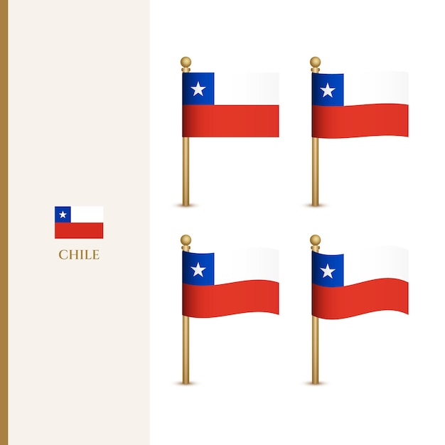 Waving Chile flags 3d vector illustration flag of Chile