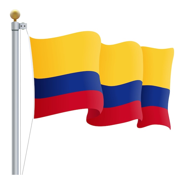 Waving Colombia Flag Isolated On A White Background Vector Illustration