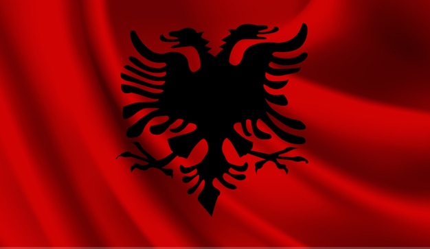 Waving flag of the Albania. Waving Albania flag abstract background