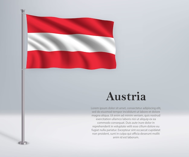 Waving flag of Austria on flagpole