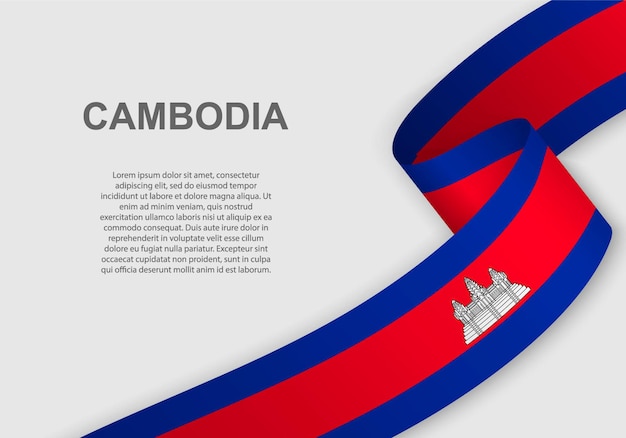 Waving flag of Cambodia.