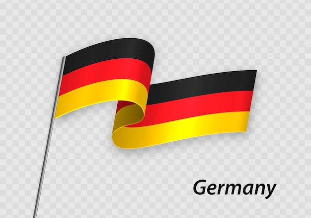 Waving flag of Germany on flagpole Template for independence day