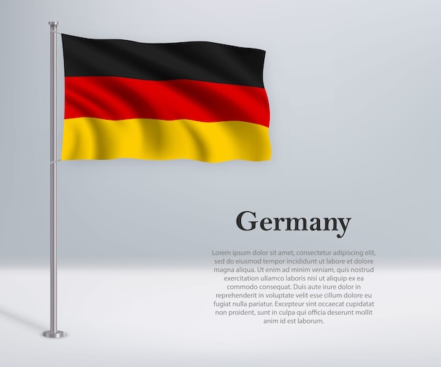 Waving flag of Germany on flagpole